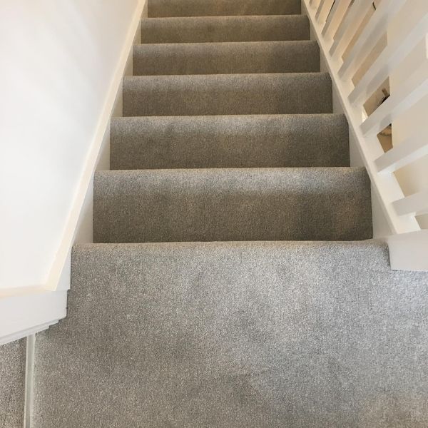 Heathertwist Supreme Carpet - Greystone installed on landing & stairs