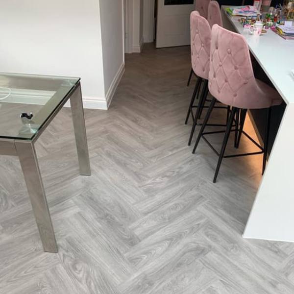 Moduleo Flooring - Herringbone - Laurel Oak installed in a kitchen / diner in Northamptonshire