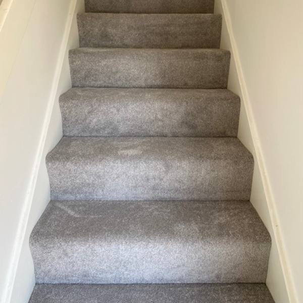 Pride Twist Carpet in Grey installed on the stairs of a home in Telford