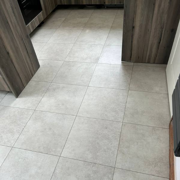 Luxury Vinyl Tiles in a tile style installed in a kitchen in Grange Park, Northampton