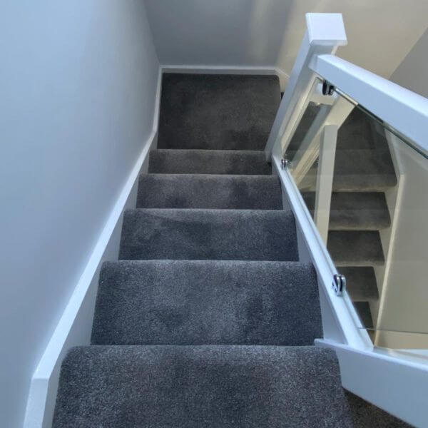 Tribeca carpet in the colour elderbark installed on Stairs in a Northampton home